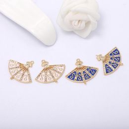 Charms MEIBEADS 2pcs/lot Copper Plated Inlaid Crystal Fan Ear Accessories Double Hanging Fittings For Jewellery Diy Ornament