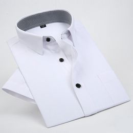 Men's Casual Shirts Plus Size 8XL High Quality Non-ironing Men Dress Shirt Summer Short Sleeve Solid Male Clothing Regular Fit Business Shirts 230506