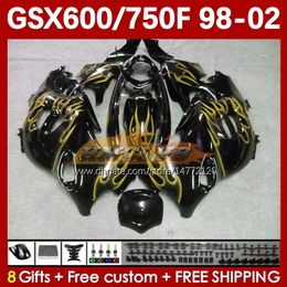 Body For SUZUKI KATANA GSX600F GSXF600 GSXF750 GSXF 600 750 CC 98 99 00 01 02 169No.125 600CC 750CC GSX750F GSXF-600 GSXF-750 1998 1999 2000 2001 2002 Fairing yellow flames