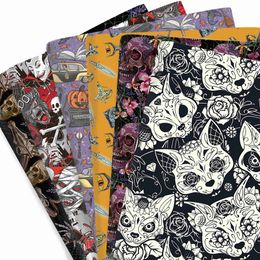 Fabric Skull spider pure ghost web/polyester cotton fabric cora upholstery printed cloth craft verio diy material P230506