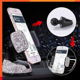 Crystal Rhinestones 360 Degree Car Phone Holder for Auto Dashboard Air Vent Universal Bling Car Accessories Interior for Woman