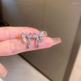 Dangle Earrings Exquisite Bowknot Stars Stud For Women Girls Trendy Crystal Zircon Ear Studs S925 Silver Needle Romantic Jewellery