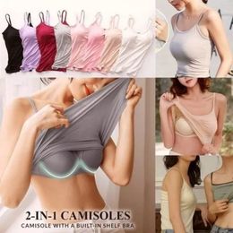 Women's Tanks Camis Sexy Tank With built-in bra Stretchy tight underwear no steel ring corset sling Sleeveless yoga sports casual T-shirt 230505