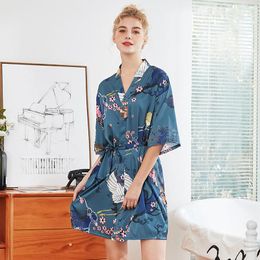 Women's Sleepwear Pajamas Female Summer Mid Sleeve Bridal Morning Gown Large Size Home Nightgown Bath Wedding Dress Robe Robes For Women Kaf