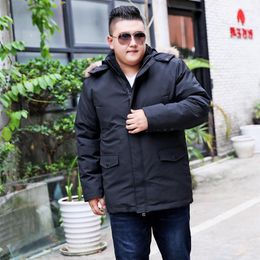 Men's Down High Quality Jacket Warm -20C Wear Super Large Thick Coat Fur Hood Obese Outerwear Plus Size XL-9XL10XL11XL12XL13XL