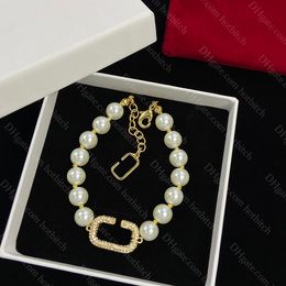 Women Pearl Bracelet Luxury Designer Bracelets Gold Diamond Chain High Quality Wedding Jewellery Sets Anniversary Gift For Lady