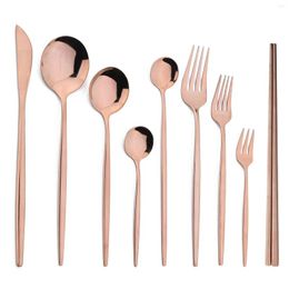 Flatware Sets 6/9Pcs Rose Set Glossy Knife Fork Spoon Tableware Stainless Steel Dinnerware Kitchen Silverware Cutlery