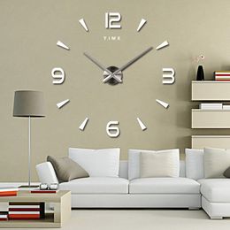 Wall Clocks Large Wall Clock Quartz 3D DIY Big Watch Decorative Kitchen Clocks Acrylic Mirror Sticker Oversize Wall Clocks Home Letter Decor 230505