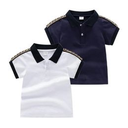 Yaz Bebek Erkek Marka T-Shirt Mektuplar Baskılı Çocuklar kısa kollu tişört Pamuklu Çocuk Turn-Aşağı Yaka Gömlek Çocuk Tees Tops