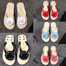 Slippers Camellia Thong Sandal Flip Flops Quilted Sole Summer Mules Slip Slides Big Flower Lady Women Slider Casual Shoes