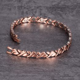 Chain Magnetic Pure Copper Bracelets for Women Vintage Chain Health Energy Magnetic Bracelets Bangles for Arthritis Women Jewelry 230506