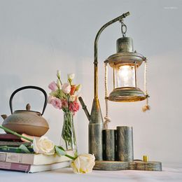 Table Lamps American Retro Iron Lamp Bedroom Bedside Study Bar Tea Room Ancient Street Inn Home Stay Decoration