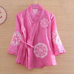 Women's Blouses 2023 Cotton Linen Vintage Cheongsam Blouse Traditional Chinese Clothing Flower Embroidery Women Hanfu Oriental Tang Suit