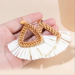 Stud Earrings YLWHJJ Rattan Knit Women Grass Braided Temperament Geometric Cute Fashion Jewellery