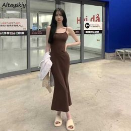 Casual Dresses Autumn Pure Sleeveless Dress Women Sexy Sheath Hotsweet Korean Style Fashion Allmatch Vestido Feminino New Arrival Popular Chic Z0506