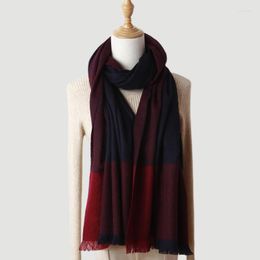 Scarves Inner Mongolia Cashmere Women's Fashion Rectangle Pashmina Plaid Scarf Natural Wool Party Shawl Neck Warmer 2023 Man Ne