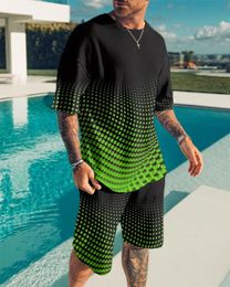 Men's Tracksuits Sportswear Suit Men's 2 Piece Color Spot 3D Printing Casual Men's Suit Short T-shirt Shorts Men 230506