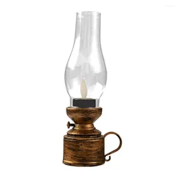 Candle Holders Electronic Kerosene Lamp Flameless Oil Wedding Vintage Table Glass Lantern LED Lanterns Plastic Operated