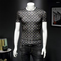 Men's T Shirts High Quality Plaid T-Shirt EU/US Style 2023 Summer Brand Man Tee Shirt Homme Short Sleeve TShirts T1149A