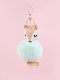 Keychains 1pcs Cute Fluffy Fake Fur Keychain Car Keyring Gold Color Chains Pompons Charms Women Bag Pendant