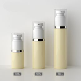 100pcs/lot 30ml 50ml 80ml Beige PET Lotion Pump Bottle Plastic Bottles for Cosmetic Packaging Free Shipping