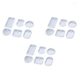 Baking Moulds 18X DIY Keychain Pendant Silicone Mould Set Crystal Epoxy Round Rectangle Jewellery Making