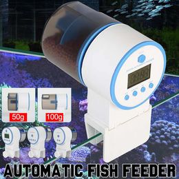 Feeder Adjustable Automatic Aquarium Timer Auto Fish Feeders Pond Food Feeder Feeding with LCD Aquarium Tank Automatic Fish Feeder