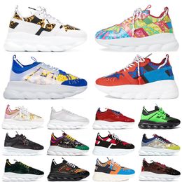 Fashion Italy Chain Reaction Shoes sneakers men women designer reflective height triple black red yellow bluette gold white pink multi-color suede Luxury Trainers