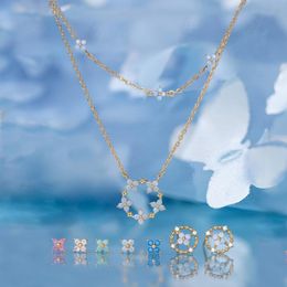 Pendant Necklaces Aide 2012 Trend INS Selling Blue Flower Necklace For Women Girl Anniversary/Valentine's Day Gift Fine Jewelry Collar
