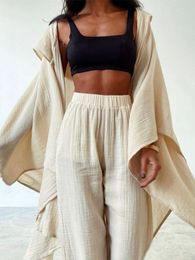 Women's Two Piece Pants Spring and Autumn Fashion Long Sleeve Bohemian Cotton Hemp Set 2 Sets Outfits Blouses 230506