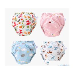 Cloth Diapers 23 Colours Baby Diaper Cartoon Print Toddler Training 6 Layers Cotton Changing Nappy Infant Washable Panties Reusable D Dhdru