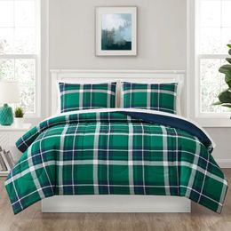 Bedding sets Mainstays Green and Navy Plaid 7-Piece Bed in a Bag Comforter Bedding Set 230506