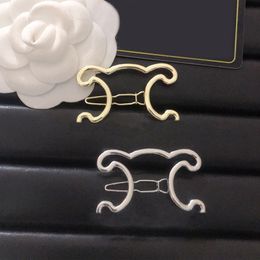 Special Design Hollow Hair Clip with Stamp Gold Silver Women Fashion Barrettes for Gift Party
