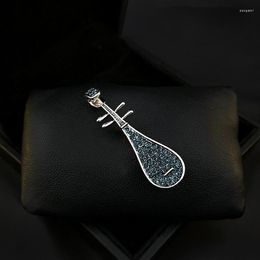 Brooches Exquisite Rhinestone Vintage Lute Brooch High-End Luxury Musical Instrument Accessories Women Neckline Suit Pin Corsage Jewellery