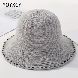 Berets 2023 Winter Bucket Hat Korean Fisherman Cap Knitted Female Yellow Gorras Warm Windproof Fashion Design