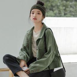 Women's Jackets Official Store Jacket Standard Korean Style Casual Loose Top 18 24 Solid Cotton Motorcycle Spring Women's Coat