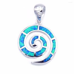 Chains Ocean Blue Opal Swirl Pendant Necklace With Free Wave Chain