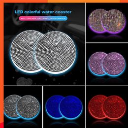Luxurious Luminous Car Coasters for Cup Holders Usb Charging Led Atmosphere Light Car Decoration Bling Car Accessories for Girls