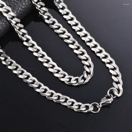 Chains Men Curb Chain Necklace 3.6MM/5MM/6MM/7MM/8MM/9MM Stainless Steel Basic Punk Cuban Link Necklaces For Male Jewellery