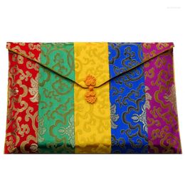 Storage Bags Luxury Colorful Tibetan-Style Scripture Book Bag Lucky Large Silk Brocade Chinese Knot Pack Buddhist Collection Pouch