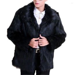 Men's Jackets Man Imitation Turn-down Collar Full Thick Straight Long Coat Male Winter Mink Cardigan Warm Overcoat
