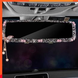 Luxury Shiny Car Rearview Mirror Cover Auto Rhinestone Case Rear Mirrors Car Rear Decoration Car Bling Accessories for Woman