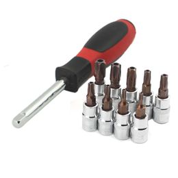 Schroevendraaier 9Pcs Torx Star Pentalobe Screwdriver Bit Socket Set 1/4 Inch Drive Socket Car Hand Tools Repair Kit CrV Steel Bits T10T50