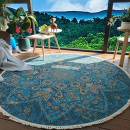 Carpets Tassel European Round Living Room Decoration Home Bedroom Study Vintage Rug Non-shedding Non-slip Mat Machine Washable