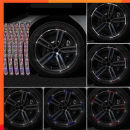 20pcs Bling Rhinestone Car Tire Rim Sticker Auto Decorative Sticker Safety Warning Stripe Wheel Hub Car Accessories for Women