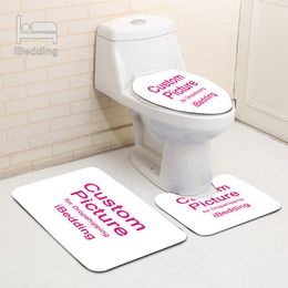 Curtains Custom Toilet Seat Cover Customized NonSlip Bathroom Mat Coral Fleece Toilet Mats Set Bath Rugs 3 Pcs/set POD Dropshipping