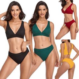 Split Swimsuit Womens Multi Colour Pure Tight Sexy Plus Size Swimwear