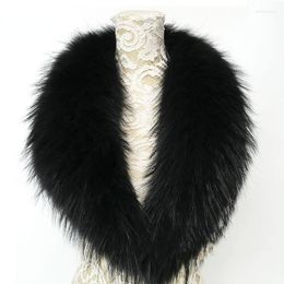 Scarves Large Detachable Raccoon Fur Collar Trim For Winter Coat Women Men Neck Warmer Female Warm Shawl Wraps Decor