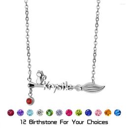 Pendant Necklaces Personalized Name Necklace With 12 Colors Birthstone Option For Birthday Gift