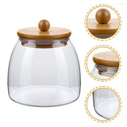 Storage Bottles Glass Containers Airtight Food Candy Jar Clear Lid Spices Jars Lids Spaghetti Oat Bamboo